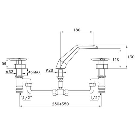 Stella Stella Смеситель на борт ванны на 3 отверстия 3255, цвет: хром, артикул ST 02306 CR00