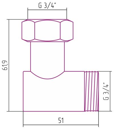 Уголок переходной G 3/4" НР х G 3/4" НГ (Без покрытия)