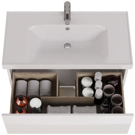 PERFECTO Тумба 90 см подвес. 1 ящ., push-to-open, белый глянец