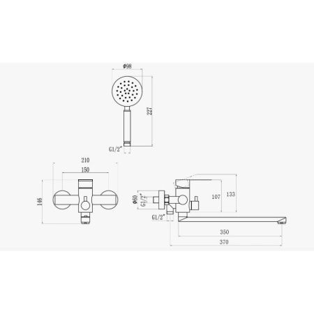 Смеситель для ванны D-Lin H147316, сатин
