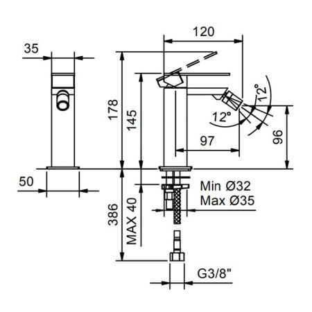 Fantini Mint Смеситель для биде, 1 отв., без донного клапана, цвет: нержавеющая сталь, артикул 34 93 F008WF