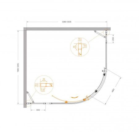 MOLVENO-RH-11-120/110-C-BORO-IV Душевой уголок, артикул MOLVENO-RH-11-120/110-C-BORO-IV
