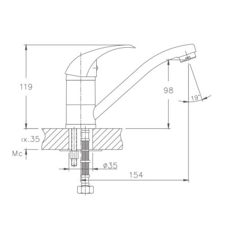 Смеситель для кухни Haiba HB4515, хром