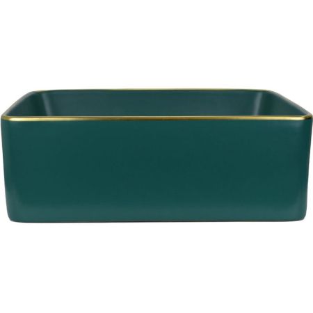 Раковина-чаша Bronze de Luxe 40 1063 Зеленая с золотым ободом, артикул 1063