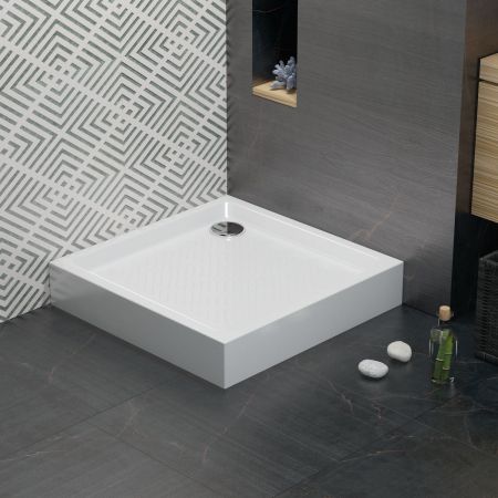 Комплект квадратного душевого поддона с сифоном Lavinia Boho Rock 3707380S, 80 х 80 см