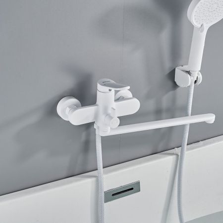 Смеситель для ванны Shevanik S4322C, белый