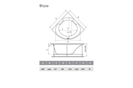 Ванна акриловая Vayer Bryza Гл000006820, 140x140, артикул Гл000006820