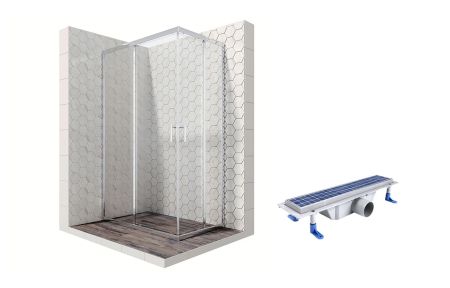 Душевой уголок Ambassador Kingston 14011101-ST1, прямоугольный, линейный трап, 120х80