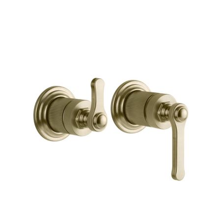 GESSI VENTI20 Смеситель встраиваемый, однорычажный, с переключателем на 2 положения, внешняя часть, цвет Brushed Brass PVD