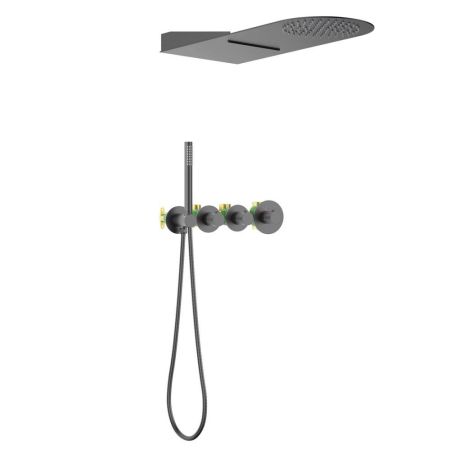 Душевая система встроенная с термостатом Timo Saona черное золото (SX-2350/18SM), артикул SX-2350/18SM
