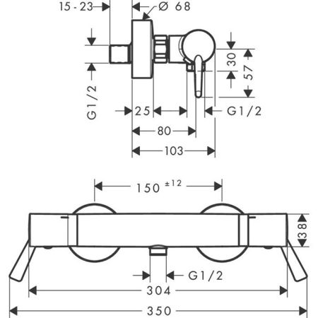HG Ecostat Comfort Термостат для душа, на 1 источник, настенный монтаж, цвет хром