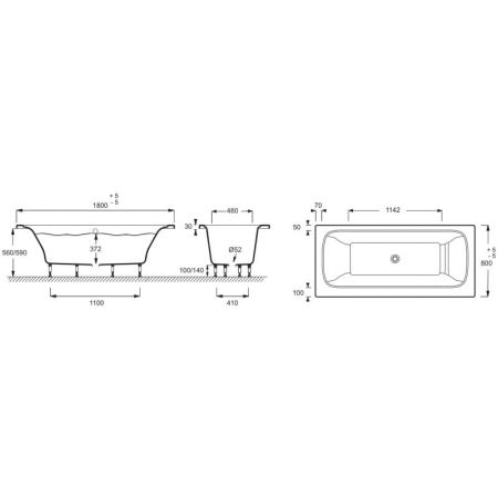 E6D032RU-00 ванна ELITE прямоуг /180x80/ (бел), артикул E6D032RU-00