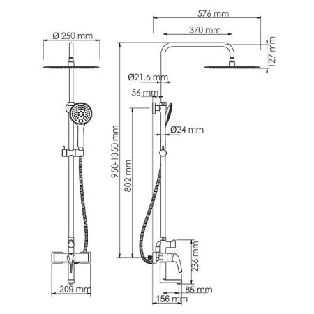 Душевая система WasserKRAFT Sauer A17101 Золото глянцевое, артикул A17101