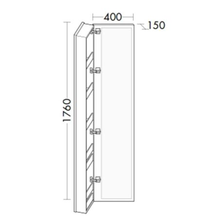 BURGBAD SYS30 Шкаф 400х150х1760 мм, подвесной, 1 зеркало, 5 полок,  левый,  цв белый глянцевый, артикул SPDH040L461
