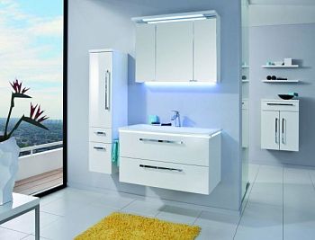 Комплект мебели Puris Star Line с раковиной из минерального литья, 900 мм, цвет серый структурный