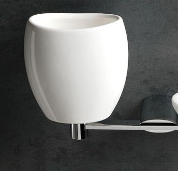 Stil Haus Aria, настенный белый керамический стакан, цвет хром