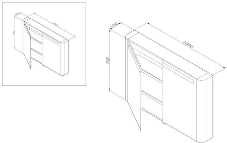 M30MCX1001TF Sensation, зеркало, зеркальный шкаф, 100 см, с подсветкой, табачный дуб, текстурированн