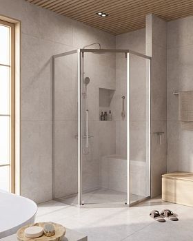 RELAX-304-P-1-100-C-BORO Душевой уголок, отделка Брашированное золото