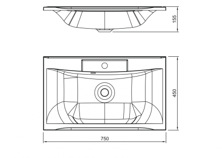 AM-LAV-750-MR-FP Раковина из искуственного мрамора ДЛЯ МЕБЕЛИ BIANCHI, артикул AM-LAV-750-MR-FP