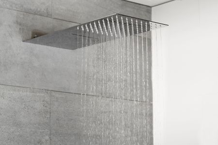 AQG, консольная душевая головка FLOWС2 50x25 см, 2 режима: дождь и каскад, цвет хром, артикул 19FLO0220С2F