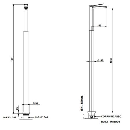 Bongio Внутренняя часть для монтажа напольного смесителя