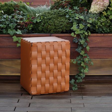 ADJ Пуф, 35x35xH40 см., цвет: коньяк/бордо, артикул 1070.09/30