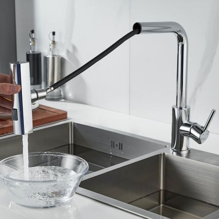 Смеситель для кухни с мультифункциональным изливом Raffine F203, хром