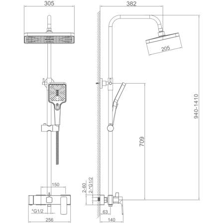 Душевая система Haiba HB24512, хром, артикул HB24512