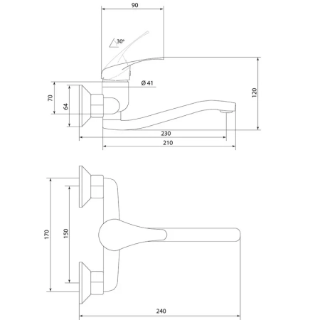 Смеситель для кухни настенный Славен СЛ-ОД-П24, хром