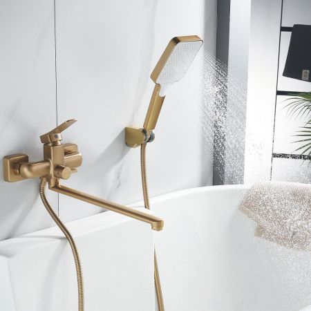 Смеситель для ванны Shevanik S9922G, золотой сатин, артикул S9922G