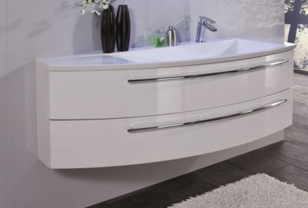 Puris Crescendo, тумба под раковину 1400 мм левая, цвет белый высокоглянцевый, артикул WUA361409L(722/161)