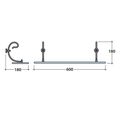 GLOBO Paestum Полка стеклянная 60см, цвет держателей metallo antico, артикул PA047met