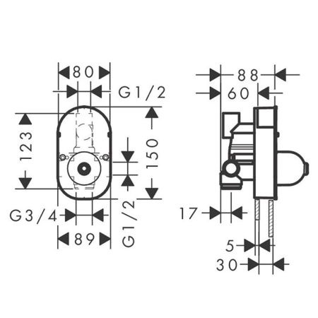 HG Скрытая часть встраиваемого смесителя для ванны, артикул 31741180