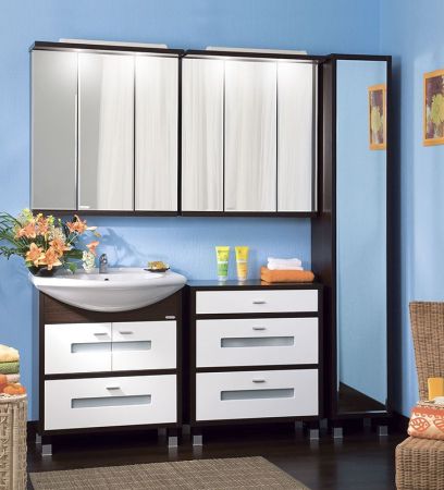 Тумба под раковину Бриклаер Бали 75 Венге Белый глянец