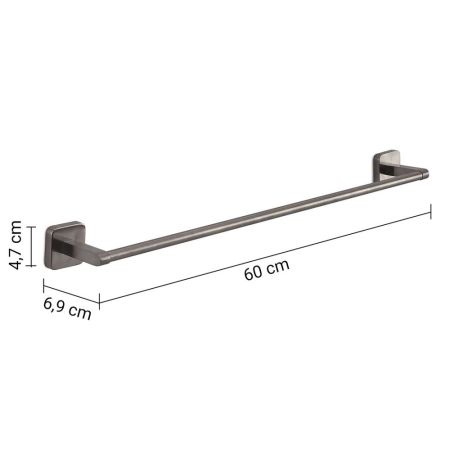 Gedy Tonga, полотенцедержатель, длина 60 см, цвет оружейная сталь, артикул TO21/60(81)