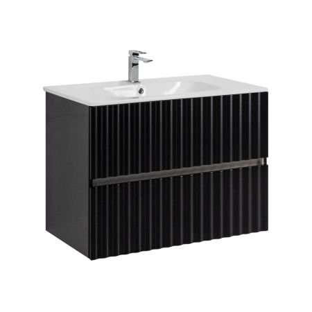 ELEGANT База под раковину подвесная с двумя выкатными ящиками, с LED подсветкой ручек. Чёрный матовый, 770x469x550 AM-ELEGANT-800-2C-SO-NM-LED, артикул AM-ELEGANT-800-2C-SO-NM-LED