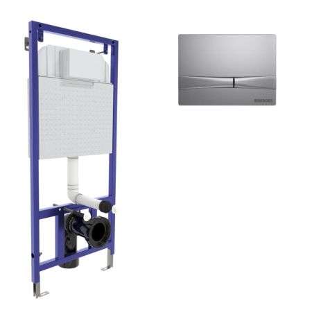 Инсталляция BERGES для скрытого монтажа унитаза NOVUM кнопка F2 матовый хром, артикул 040252