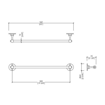 Devon&Devon Cavendish Полотенцедержатель 56 см, цвет хром, артикул WM08CR