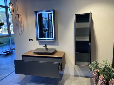 Тумба с раковиной ORKA Craft 120 подвесная, орех/антрацит