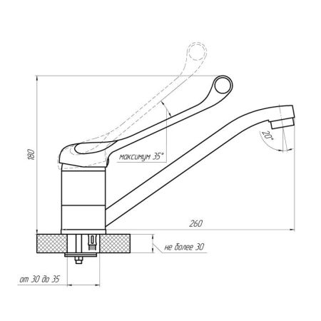 Смеситель для кухни с хирургической ручкой Сантаком stOMEGA 4379, хром, артикул 4379