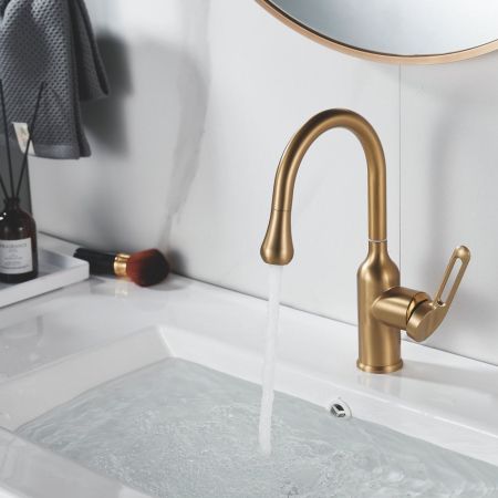 Смеситель для раковины Raffine F101G, золотой сатин, артикул F101G