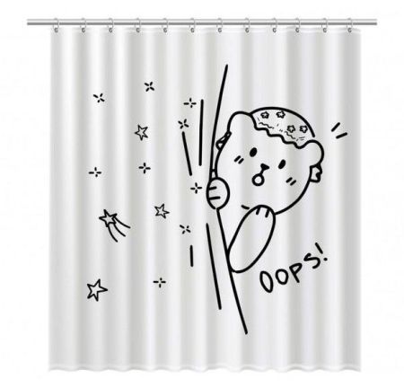 Шторка для ванны Fixsen Teddy Oops FX-2505 Белая Черная, артикул FX-2505