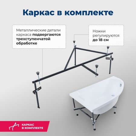 Акриловая ванна Aquanet Mia 140x80 L (с каркасом), артикул 00246817