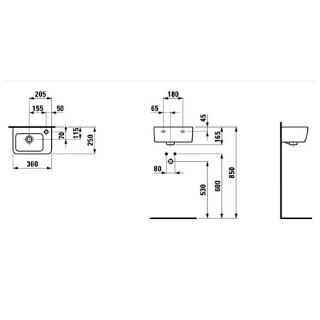 LAUFEN Pro Раковина мини 36х25х16,5 см, с отв. для смесителя справа, цвет белый, артикул 8.1695.5.000.106.1
