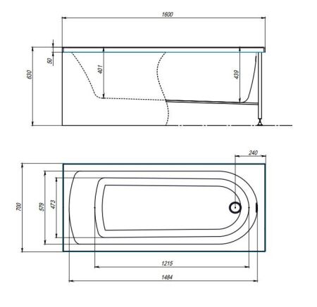 Акриловая ванна TIMO  MIKA 1600*700*580 (MIKA1670), артикул MIKA1670