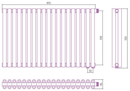 Отопительный радиатор ЭСТЕТ-00 н/ж EU50 500х855 / 19 сек (Матовая ШАМПАНЬ), артикул 022-0322-5019