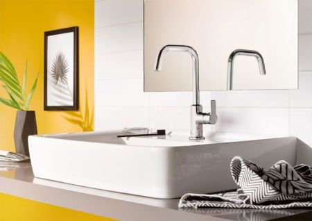 Смеситель для раковины, Kludi, Pure&Easy, тип открывания воды-однорычажный, тип регулирования воды-керамический картридж, монтаж-на раковину/столешницу, отверстия для монтажа-1, высота, мм-280, вынос излива, мм-155, тип излива-поворотный, донный клапан-от, артикул 370240565