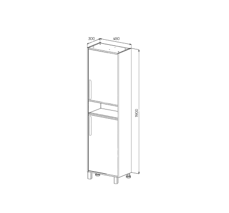 Пенал VIANT "Кёльн" правый/левый светлое дерево 300х450х1900 (VKEL450SD-PEN), артикул VKEL450SD-PEN