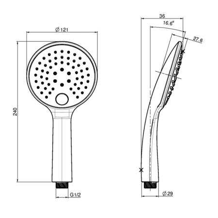 FIMA|Carlo Frattini Wellness Ручной душ, 3 режима, цвет хром FIMA|Carlo Frattini Wellness Ручной душ, 3 режима, цвет хром