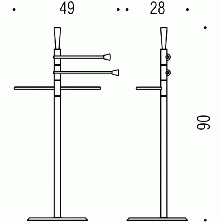 Colombo Isole Piantane Напольная стойка 90см., с 3мя держателями для полотенец, цвет: хром, артикул B9403N.CR